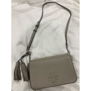 Tory Burch Grey Leather Thea Chain Crossbody Bag